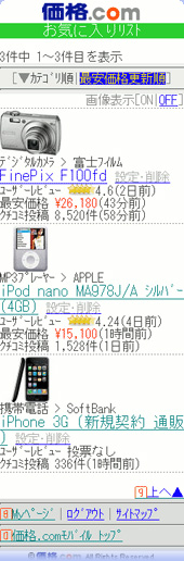 お気に入りリスト画面