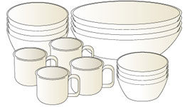 「キャンプ用食器」はメーカーとサイズを統一して、見た目も収納もキレイに!